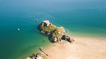bird's eye view of island
