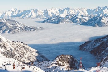 bird's eye view of mountain covered with snow