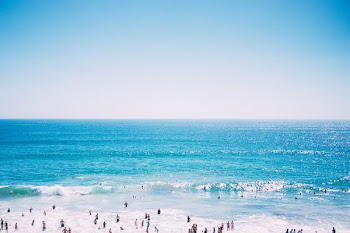 bird's eye view of people on sea