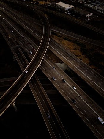 bird's-eye view of roadways