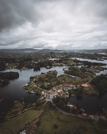 bird's eye view photo of river village