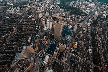 bird's-eye view photography of concrete high-rise buildings
