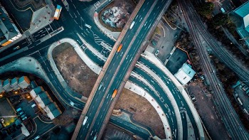 bird's-eye view photography of gray road