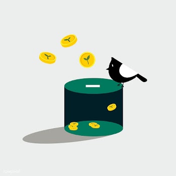 Bird standing on the donation box | Free stock vector - 462168