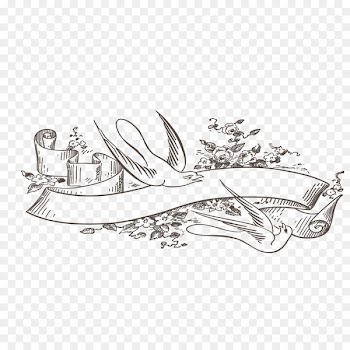 Bird Swallow Paper Banner Clip art - wedding 