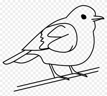 Bird Tree Out Line Clipart Vector Sticker Symbol - Bird Black And White