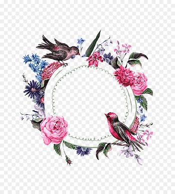 Bird Wedding invitation Flower Stock photography - Creative Hand-painted floral border 