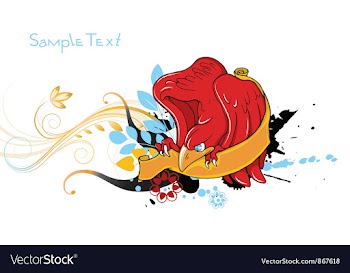 Bird with grunge and floral vector image