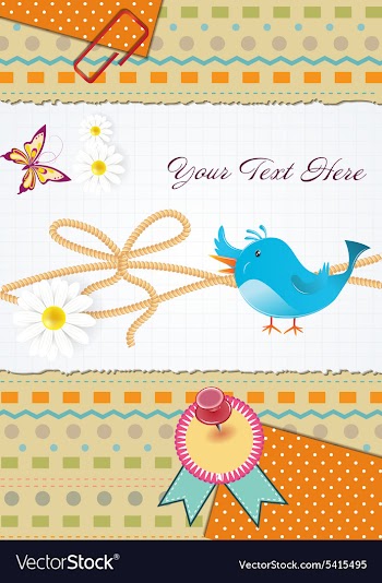 Bird with scrapbook elements vector image