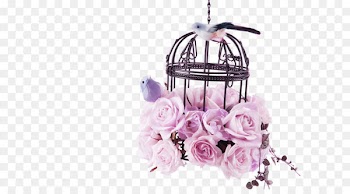 Birdcage Pastel Flower - Pink flower rose bird cage decoration pattern 