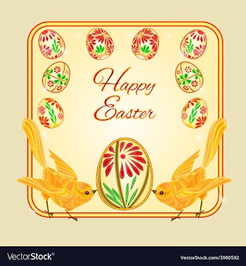 Birds and easter eggs place for text vector image