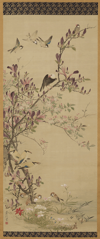 Birds and flowers (left of a pair | Free Photo - rawpixel