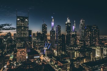 birds eye view of city lights