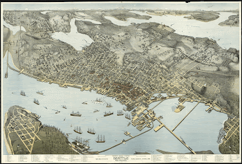 Birds-eye-view of Seattle and environs | Free Photo - rawpixel
