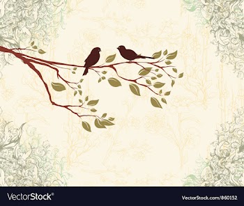  					Birds on a branch vector image														