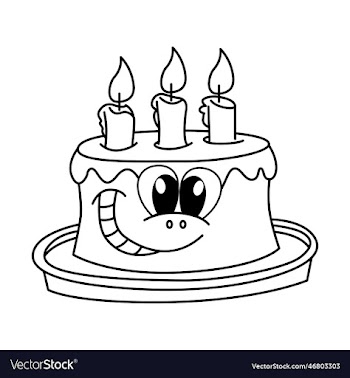 birth cake cartoon coloring page for kids