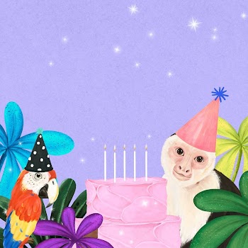 Birthday animal border background, purple | Free Photo Illustration - rawpixel