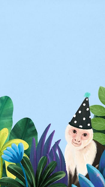 Birthday animal mobile wallpaper, blue | Free Photo Illustration - rawpixel