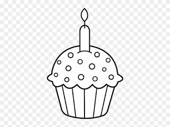 Birthday Black And White Image Of Birthday Clipart - Cute Cupcake Coloring Pages