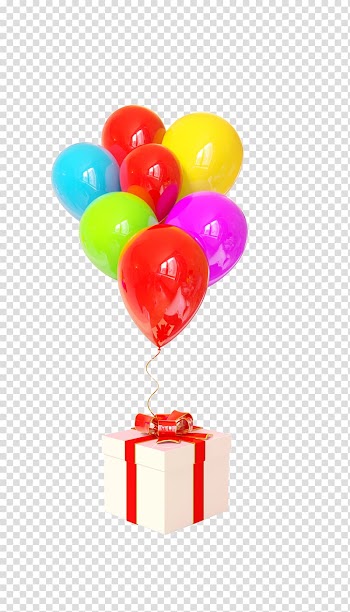 Birthday cake Balloon Greeting card Party hat, Colored balloons transparent background PNG clipart