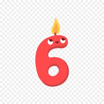 Birthday cake Candle Digital data - Red number six birthday candles 