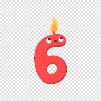 Birthday cake Candle Digital data, Red number six birthday candles transparent background PNG clipart