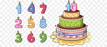 Birthday cake Cartoon - Vector numbers and cake 