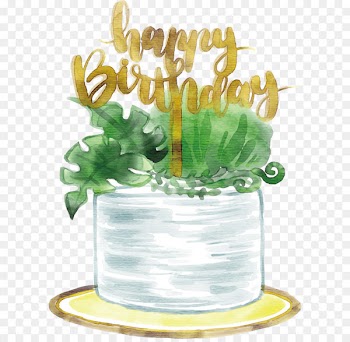 Birthday cake Computer file - Watercolor hand painted white birthday cake 