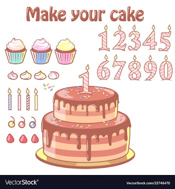  					Birthday cake constructor set vector image														