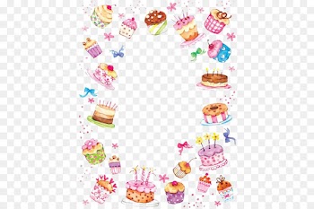 Birthday cake Cupcake Wedding cake - Hand-painted watercolor cake border 
