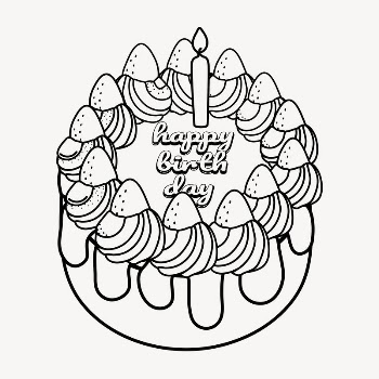 Birthday cake doodle clipart, cute | Free PSD Illustration - rawpixel