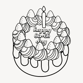 Birthday cake doodle collage element, | Free Vector Illustration - rawpixel