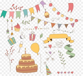Birthday cake Drawing Clip art - Vector cartoon pull the flag with cake 