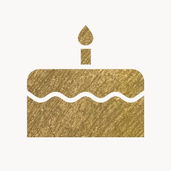 Birthday cake gold icon, glittery | Free Icons - rawpixel