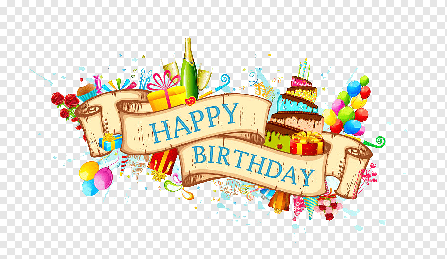 Birthday cake Greeting card, Beautiful ribbon birthday background material, happy birthday illustration, ribbon, food, text png