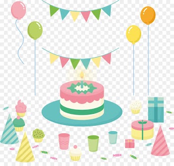 Birthday cake Greeting card Happy Birthday to You Wish - Vector cake and pull the flag 