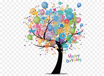 Birthday cake Greeting card Wish - Cartoon tree watercolor balloon 