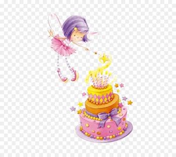 Birthday cake Happy Birthday to You Clip art - Fairies and cake 