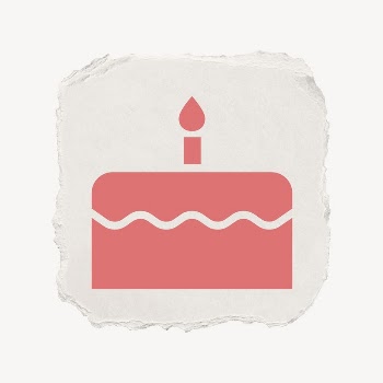 Birthday cake icon, ripped paper | Free PSD - rawpixel