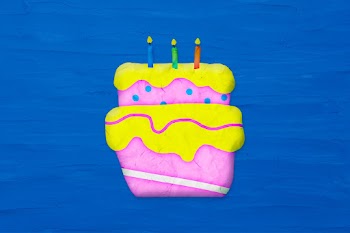 Birthday cake in plasticine clay style | Free stock illustration | High Resolution graphic