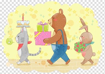 Birthday cake Jajangmyeon Illustration, Winnie the gift transparent background PNG clipart