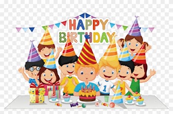 Birthday Cake Party Cartoon - Happy Birthday Family Cartoon