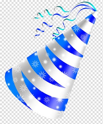 Birthday cake Party hat , White and Blue Party Hat , white and blue party hat illustration transparent background PNG clipart