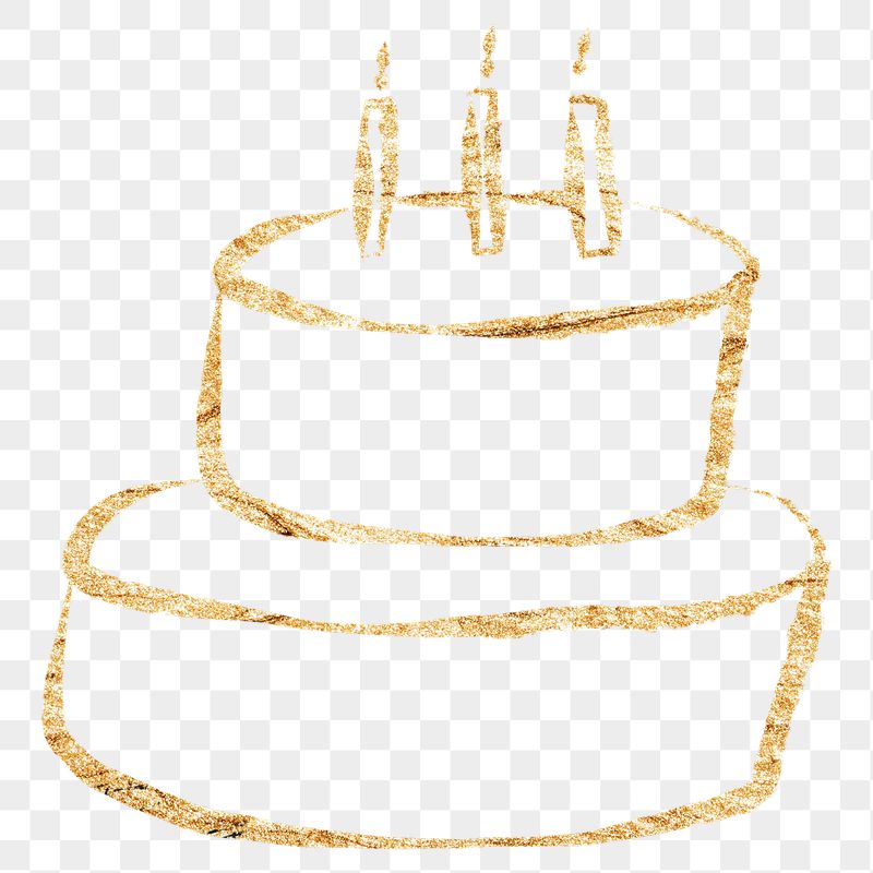 Birthday cake png sticker, gold | Free PNG Illustration - rawpixel