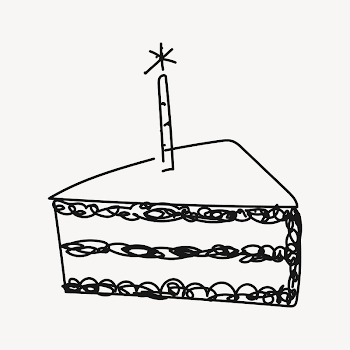 Birthday cake slice, dessert sketch | Free Photo Illustration - rawpixel