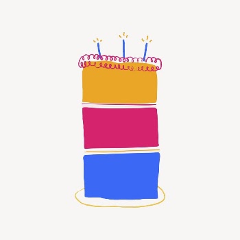 Birthday cake sticker, cute doodle | Free Vector - rawpixel
