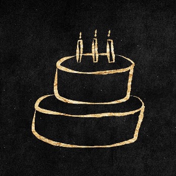 Birthday cake sticker, gold aesthetic | Free PSD Illustration - rawpixel