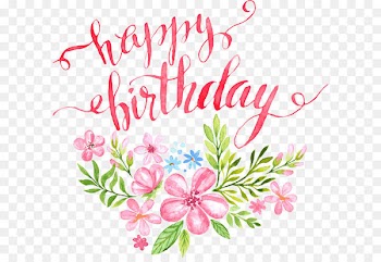 Birthday Calligraphy Greeting card Illustration - Flowers Happy Birthday letters buckle clip Free HD 