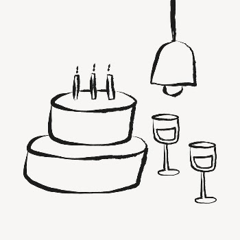 Birthday celebration sticker, doodle in black | Free PSD Illustration - rawpixel