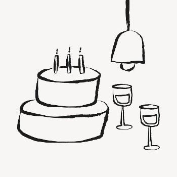 Birthday celebration sticker, doodle in black | Free Vector Illustration - rawpixel